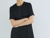 Сатиновое платье-футболка, Черный