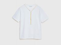 Футболка с декором на горловине, Белый