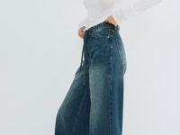 Широкие джинсы с поясом, Синий
