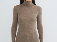 Водолазка из шерсти в рубчик, Коричневый