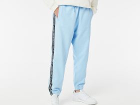 Спортивные брюки-джоггеры Lacoste в полоску с логотипом