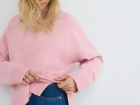 Джемпер с воротником-стойкой, Розовый