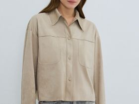 Рубашка из искусственной замши, Бежевый
