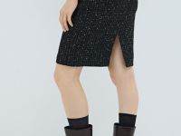 Твидовая юбка миди, Черный