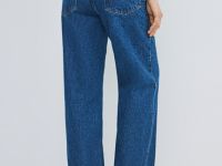 Прямые джинсы с отворотами, Синий