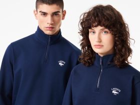 Свитшот Lacoste унисекс с застежкой-молнией с высоким воротом