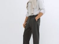 Прямые брюки с эластичным поясом, Серый