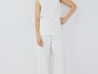 Широкие брюки из мягкого пике, Белый