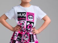 Комплект трикотажный для девочек: фуфайка (футболка), юбка-шорты