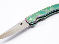 Складной нож SanRenMu 7073LUX-SP, сталь 12C27, рукоять нержавеющая сталь, градиент