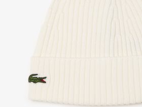 Шерстяная шапка Lacoste унисекс в рубчик