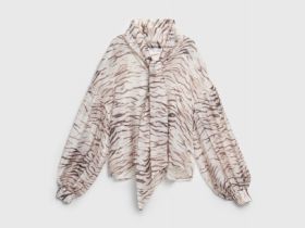 Блузка из лиоцелла с бантом-завязкой, Белый