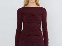 Лонгслив с драпировкой, Фиолетовый