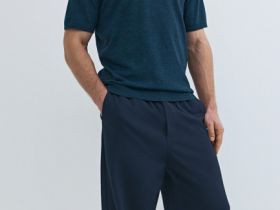 Широкие брюки на кулиске, Синий