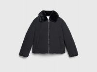 Утеплённая куртка с меховым воротником, Черный