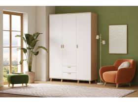Распашной шкаф Пронто 3-150x220 Береза/Белый с зеркалом