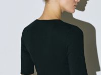 Футболка в рубчик с V-образной горловиной, Черный