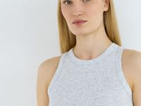 Базовый топ в рубчик, Серый