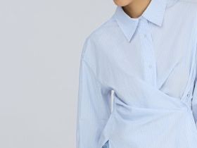 Асимметричная рубашка из хлопка, Голубой