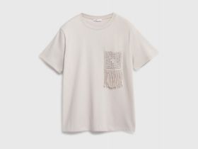 Футболка с вышивкой, Бежевый
