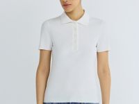 Поло в рубчик с коротким рукавом, Белый