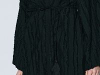 Кимоно из фактурной ткани с поясом, Черный