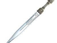 Сувенирный кавказский кинжал K-01, мельхиор, кожа