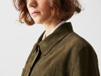 Женская куртка Lacoste из кожи на пуговицах