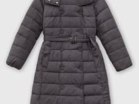 Стеганое утепленное пальто с поясом