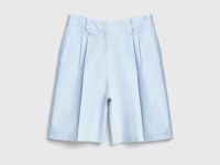 Шорты-бермуды со складками, Голубой