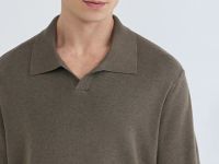 Вязаное поло с коротким рукавом, Коричневый