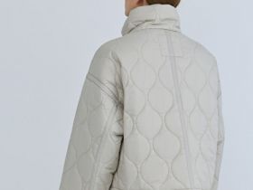Стёганая утеплённая куртка с воротником-стойкой, Бежевый