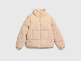 Вельветовая утеплённая куртка для девочек, Бежевый