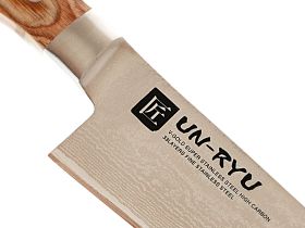 Кухонный нож шеф Shimomura Сантоку 170 мм, сталь VG-10 Damascus, рукоять дерево