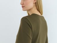 Платье-футболка с разрезом, Зеленый