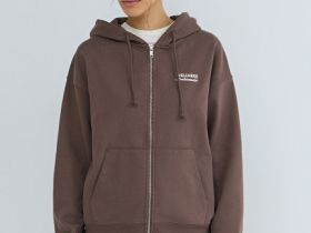 Толстовка на молнии с вышивкой, Коричневый
