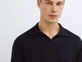 Поло с длинным рукавом, Синий