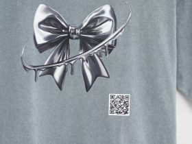 Футболка с AR-принтом для девочек, Серый