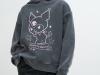 Худи с принтом для девочек, Серый