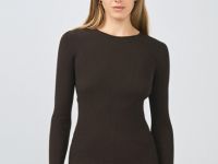 Приталенный джемпер с люрексом, Коричневый