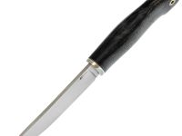 Нож для снятия шкур Кайман, сталь М390, рукоять мельхиор, микарта