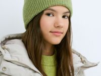 Вязаная шапка для девочек, Зеленый