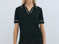 Джемпер-поло с коротким рукавом, Черный