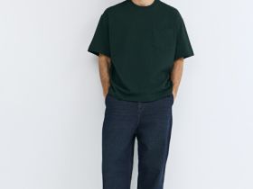 Футболка из плотного хлопка с карманом, Зеленый