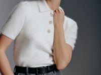 Джемпер поло из пряжи с ангорой, Белый