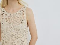 Ажурное платье миди А-силуэта, Бежевый