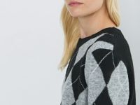 Джемпер с ромбами из пряжи с шерстью, Черный