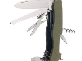Нож перочинный Stinger 111 мм, 10 функций, рукоять G10, зеленый