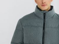 Утеплённая куртка с воротником-стойкой, Серый