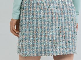 Юбка мини из твида, Зеленый